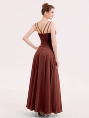 Long Bridesmaid Dresses with Pleated Bodice-Terracotta Plus Size