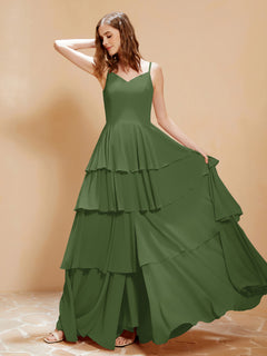 Boho V-neck Floor-length Dress Flowy Ruffles Moss Plus Size