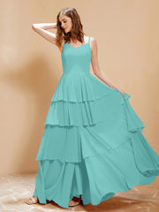 Boho V-neck Floor-length Dress Flowy Ruffles Spa