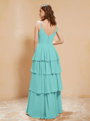 Boho V-neck Floor-length Dress Flowy Ruffles Spa