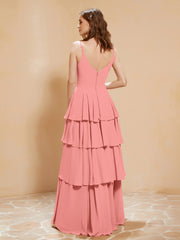 Boho V-neck Floor-length Dress Flowy Ruffles Sunset