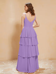 Boho V-neck Floor-length Dress Flowy Ruffles Tahiti