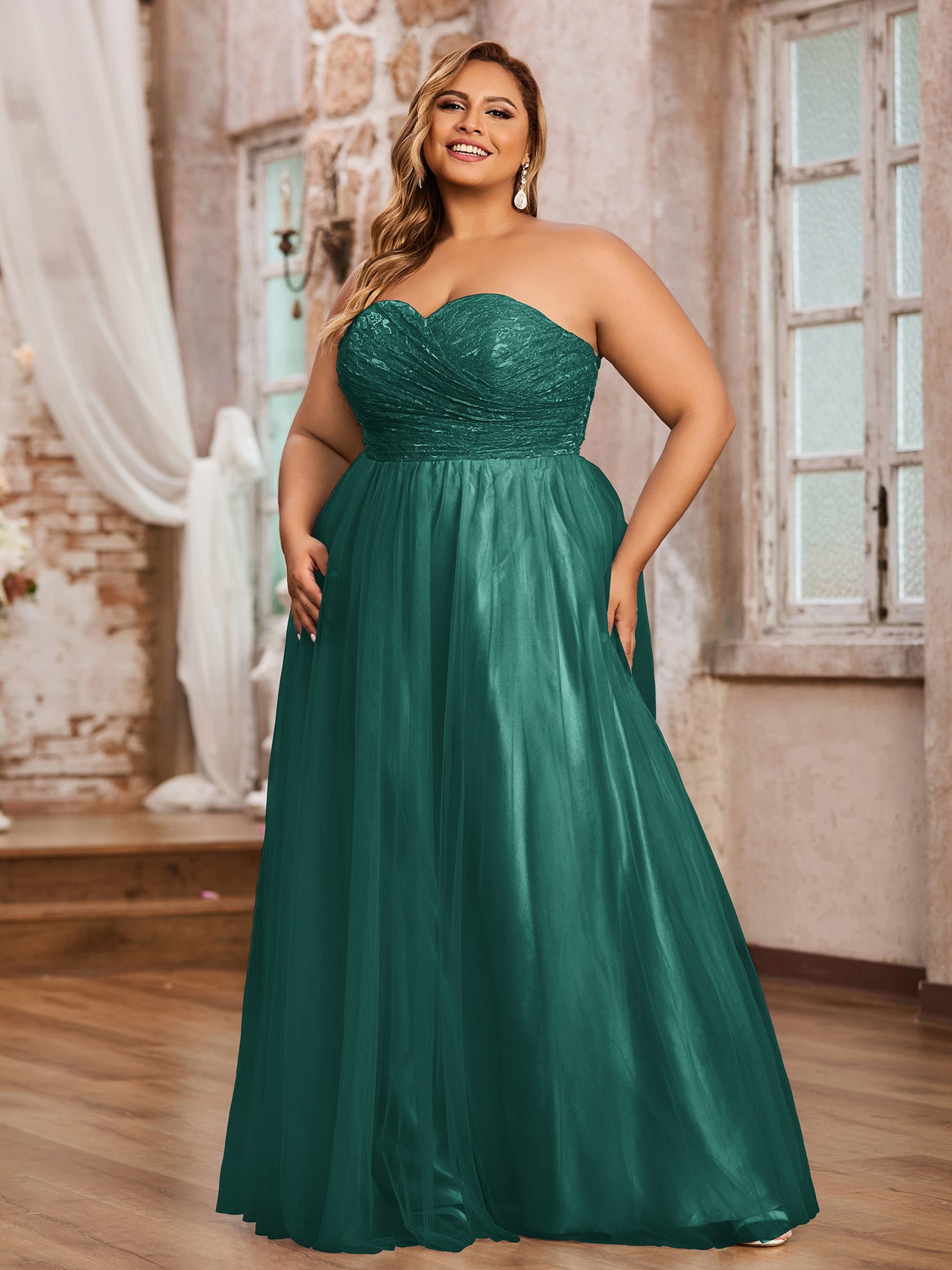 green emerald velvet dress Long Plus-Size Sequin Formal Prom Dress Peacock / 14 main image 1