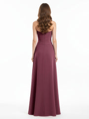 Sweetheart Neck Strapless Chiffon Dresses-Mulberry