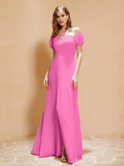 Half Sleeve Backless A-line Chiffon Dress Azalea