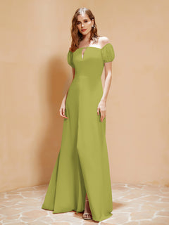 Half Sleeve Backless A-line Chiffon Dress Clover