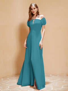 Half Sleeve Backless A-line Chiffon Dress Jade