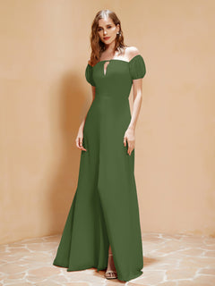 Half Sleeve Backless A-line Chiffon Dress Moss Plus Size