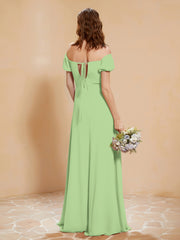 Half Sleeve Backless A-line Chiffon Dress Sage