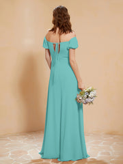Half Sleeve Backless A-line Chiffon Dress Spa