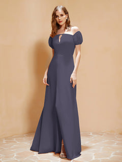 Half Sleeve Backless A-line Chiffon Dress Stormy Plus Size