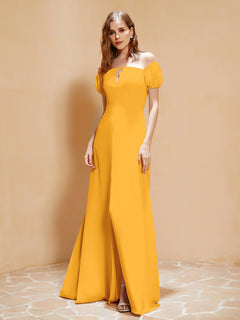 Half Sleeve Backless A-line Chiffon Dress Tangerine