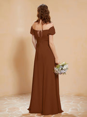 Half Sleeve Backless A-line Chiffon Dress Terracotta