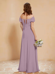 Half Sleeve Backless A-line Chiffon Dress Vintage Mauve