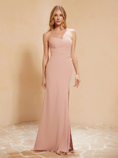 Sweetheart Sheath Chiffon Dress With Slit Dusty Rose Plus Size