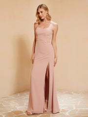 Sweetheart Sheath Chiffon Dress With Slit Dusty Rose