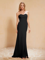 Sweetheart Sheath Chiffon Dress With Slit Black