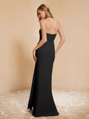 Sweetheart Sheath Chiffon Dress With Slit Black Plus Size