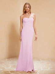 Sweetheart Sheath Chiffon Dress With Slit Blushing Pink