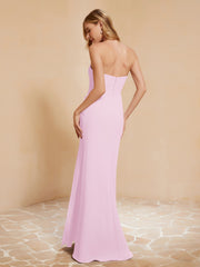 Sweetheart Sheath Chiffon Dress With Slit Blushing Pink