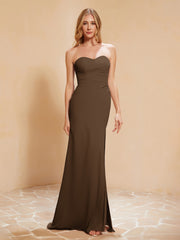 Sweetheart Sheath Chiffon Dress With Slit Cabernet
