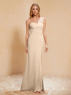 Sweetheart Sheath Chiffon Dress With Slit Champagne Plus Size