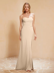 Sweetheart Sheath Chiffon Dress With Slit Champagne
