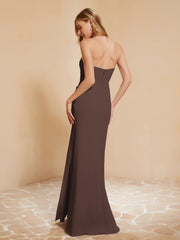 Sweetheart Sheath Chiffon Dress With Slit Chocolate