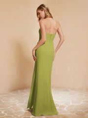Sweetheart Sheath Chiffon Dress With Slit Clover