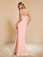 Sweetheart Sheath Chiffon Dress With Slit Coral