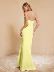 Sweetheart Sheath Chiffon Dress With Slit Daffodil Plus Size