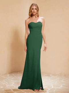 Sweetheart Sheath Chiffon Dress With Slit Dark Green Plus Size