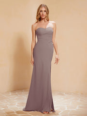 Sweetheart Sheath Chiffon Dress With Slit Dusk