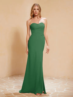 Sweetheart Sheath Chiffon Dress With Slit Emerald