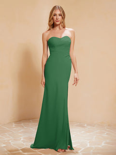 Sweetheart Sheath Chiffon Dress With Slit Emerald Plus Size