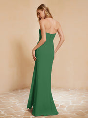 Sweetheart Sheath Chiffon Dress With Slit Emerald