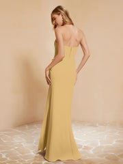 Sweetheart Sheath Chiffon Dress With Slit Gold