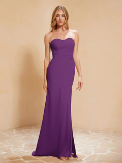 Sweetheart Sheath Chiffon Dress With Slit Grape Plus Size