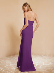 Sweetheart Sheath Chiffon Dress With Slit Grape
