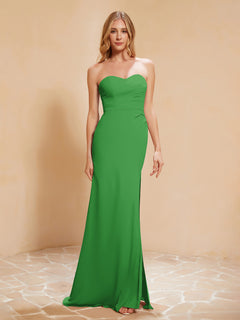 Sweetheart Sheath Chiffon Dress With Slit Green Plus Size