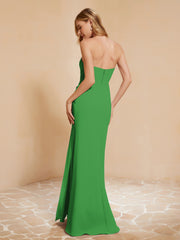 Sweetheart Sheath Chiffon Dress With Slit Green