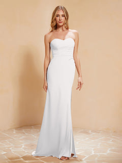 Sweetheart Sheath Chiffon Dress With Slit Ivory Plus Size