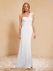 Sweetheart Sheath Chiffon Dress With Slit Ivory