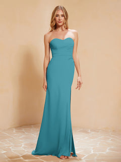 Sweetheart Sheath Chiffon Dress With Slit Jade Plus Size