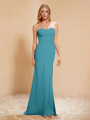 Sweetheart Sheath Chiffon Dress With Slit Jade
