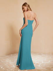 Sweetheart Sheath Chiffon Dress With Slit Jade