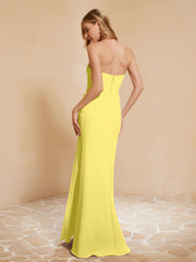 Sweetheart Sheath Chiffon Dress With Slit Lemon