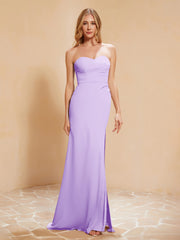 Sweetheart Sheath Chiffon Dress With Slit Lilac