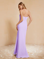 Sweetheart Sheath Chiffon Dress With Slit Lilac