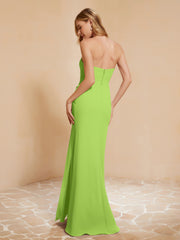 Sweetheart Sheath Chiffon Dress With Slit Lime Green
